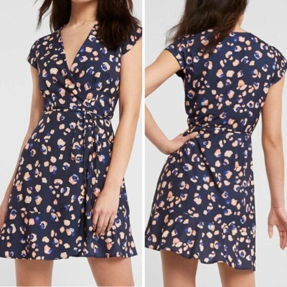 Hutch Anthropologie mini true wrap dress with‎ animal print, 0X - Picture 1 of 16